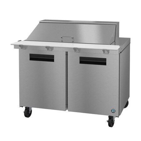 Hoshizaki Refrigerator, Two Section Mega Top Prep Table, Stainless Doors,  SR48B-18M